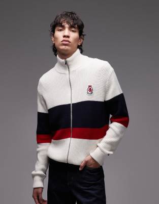 Tommy Hilfiger Tommy Hilfiger crest colourblock zip through in white