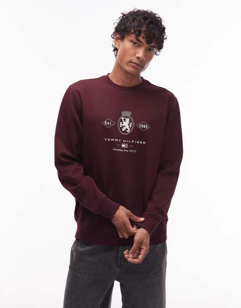 Tommy Hilfiger crest graphic sweatshirt in burgundy  - view 1