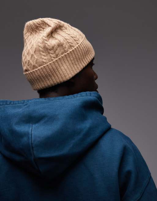 Tommy Hilfiger crest logo knitted beanie in beige , 3 of 3