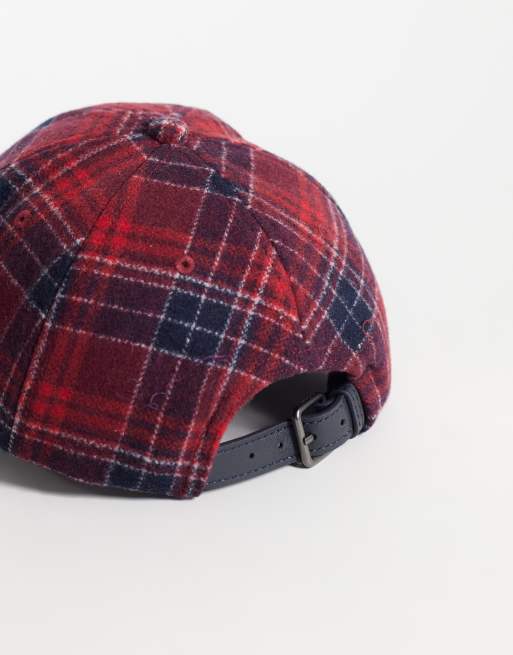 Tommy Hilfiger crest pet van wolmix met rood ruitpatroon, 3 van 3