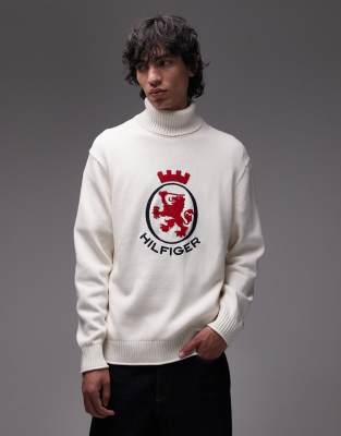 Tommy Hilfiger Crest Roll Neck Sweater In White
