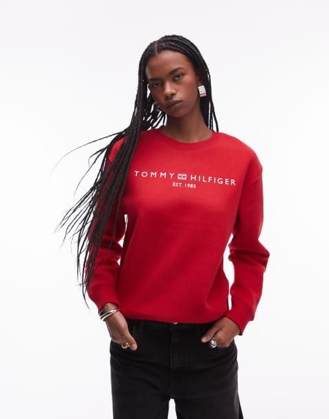 Tommy Hilfiger Crew neck fleece sweatshirt in red - view 1