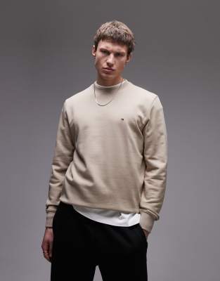 Tommy Hilfiger Crew neck terry sweatshirt in beige-Brown