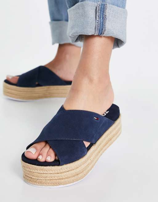 Navy flatform sandals new arrivals