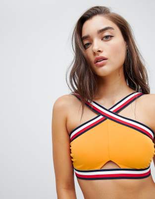 tommy hilfiger yellow crop top