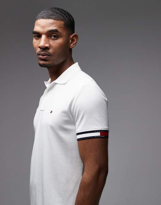 Tommy Hilfiger cuffed slim fit polo shirt in white, 4 of 5