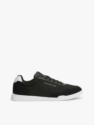 Cupsole-Sneaker in Schwarz mit flacher Sohle und Strukturmix Schwarz 45