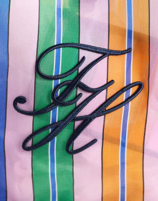 Tommy Hilfiger Cursive Logo Mesh Beach Tote In Multi