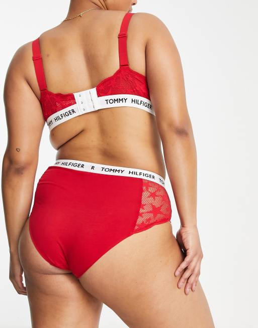 Tommy Hilfiger – 85 Star – Lingerie-Set mit Spitze aus Nylonmix in Rot