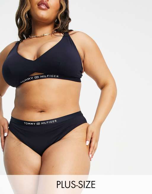 Tommy Hilfiger Curve - Bikinibroekje met logobies in marineblauw