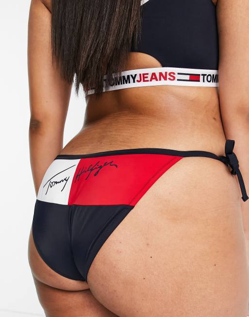 Tommy Hilfiger Curve Cheeky String Tie Side Bikini Bottoms In