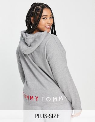 Tommy Hilfiger Curve embroidered lounge hoodie in medium gray heather - Click1Get2 Promotions