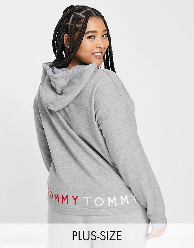 Tommy Hilfiger - curve embroidered lounge hoody in medium grey heather