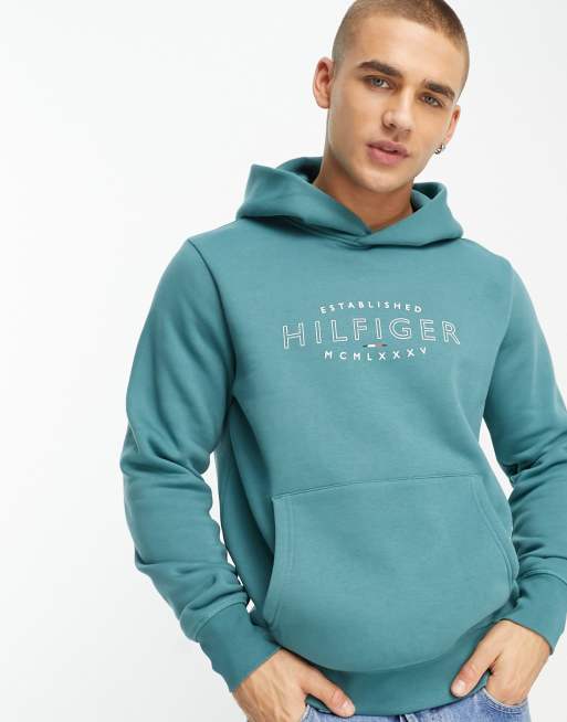 Tommy Hilfiger Curve - Grøn hættetrøje med logo