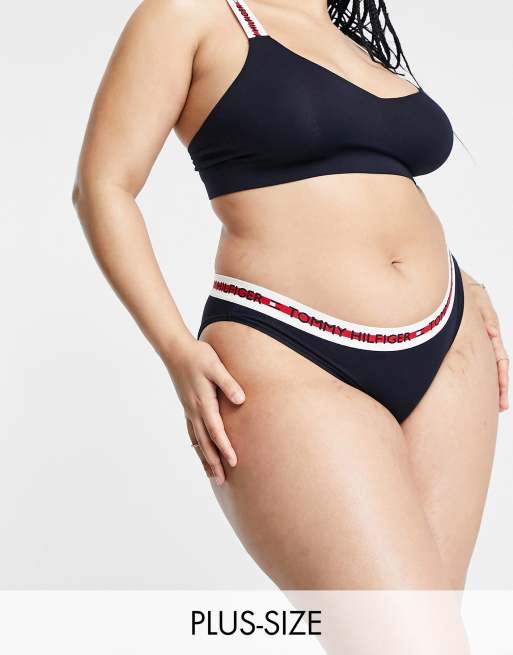 Tommy Hilfiger Curve - Slip bikini in misto cotone blu navy - NAVY