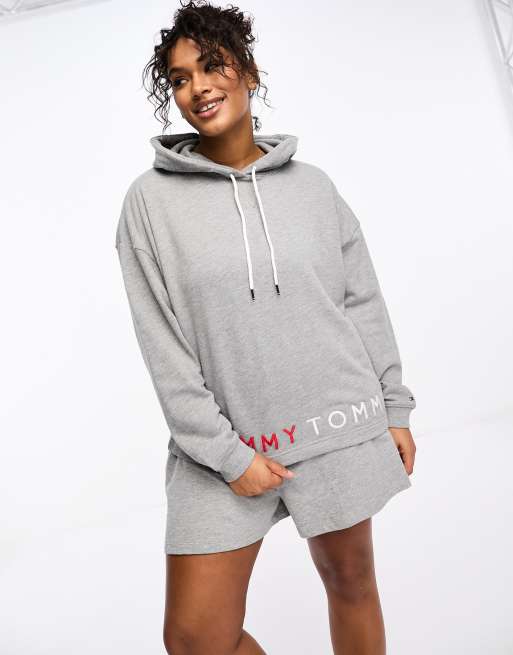 Tommy Hilfiger Curve - Sweat en coton mélangé avec logo brodé - Gris