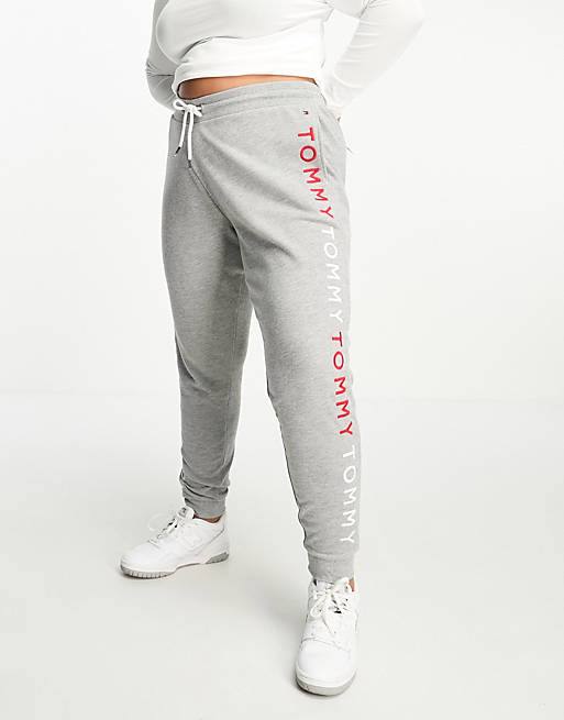 Tommy Hilfiger Curve trackies with embroidered logo in grey | ASOS