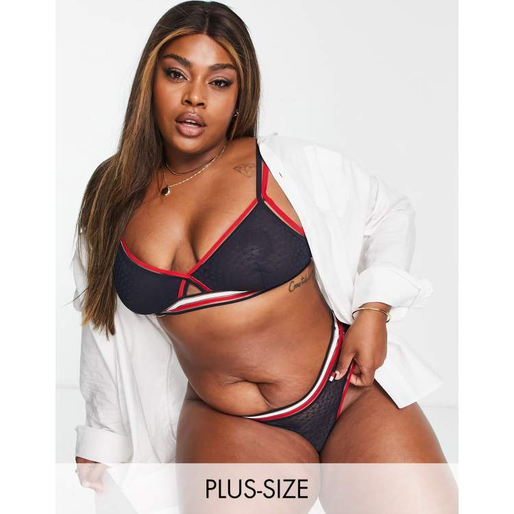 Tommy Hilfiger – 85 Star – Lingerie-Set mit Spitze aus Nylonmix in Rot