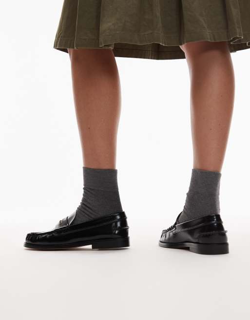 Tommy Hilfiger – Czarne skórzane loafersy penny, 3 z 4