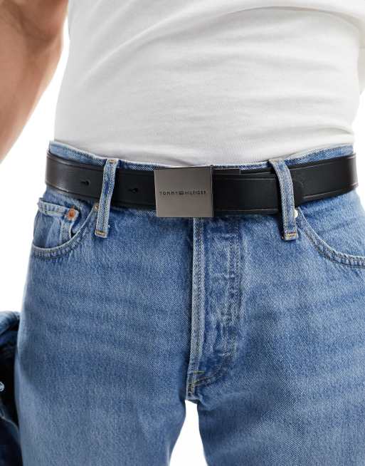 Tommy Hilfiger – Czarny pasek o szerokości 35 mm z klamrą