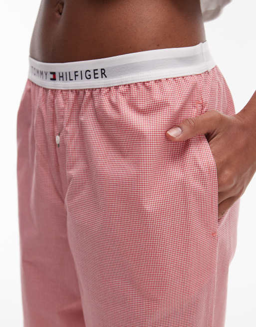Tommy Hilfiger – Czerwone popelinowe spodnie od piżamy w prążki, 4 z 4