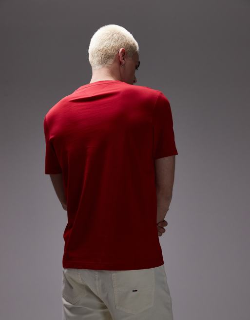 Tommy Hilfiger – Czerwony T-shirt z logo na środku, 4 z 4