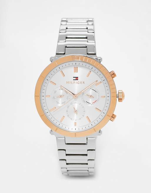 Tommy Hilfiger – Damski zegarek na bransolecie w kolorze srebrnym z tarczą w kolorze srebrnym i złotym – 1782348