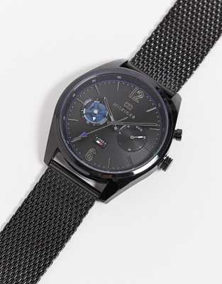 tommy hilfiger black mesh watch