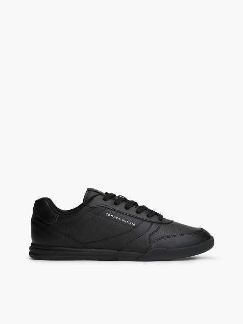 Tommy Hilfiger Debossed logo cupsole trainers with leather in black - view 1