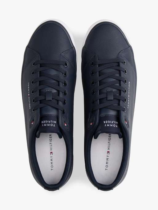 Tommy Hilfiger Debossed logo trainers in blue, 3 of 6