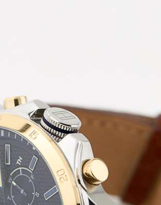tommy hilfiger decker leather watch 48m
