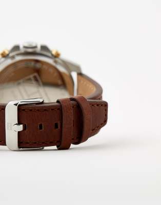 tommy hilfiger decker leather watch 48m