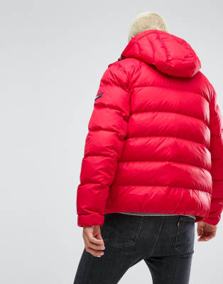 tommy jeans red puffer jacket