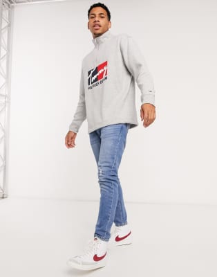 tommy hilfiger grey half zip