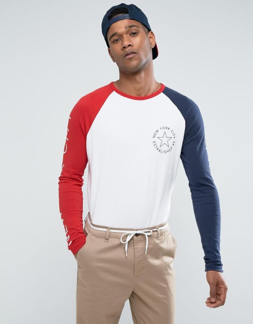 Tommy Hilfiger Denim Long Sleeve Top Icon Raglan Sleeves in White
