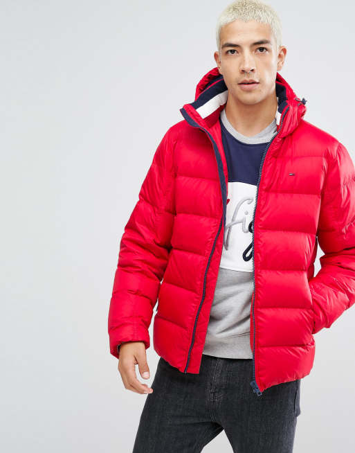 Tommy Hilfiger Denim Rote Daunen Steppjacke Mit Abnehmbarer Kapuze Asos