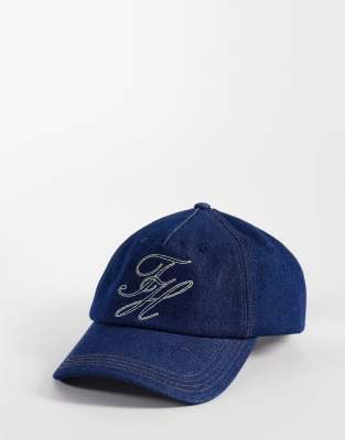Tommy Hilfiger Denim Script Logo Cap In Blue