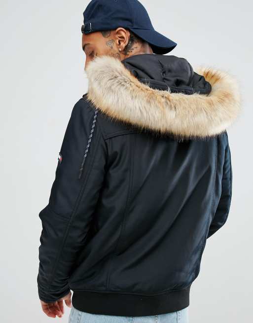 Tommy hilfiger bomber jacket hotsell with fur