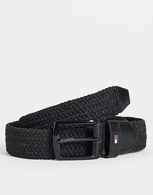 Tommy Hilfiger denton 3.5 elastic belt with flag logo in black