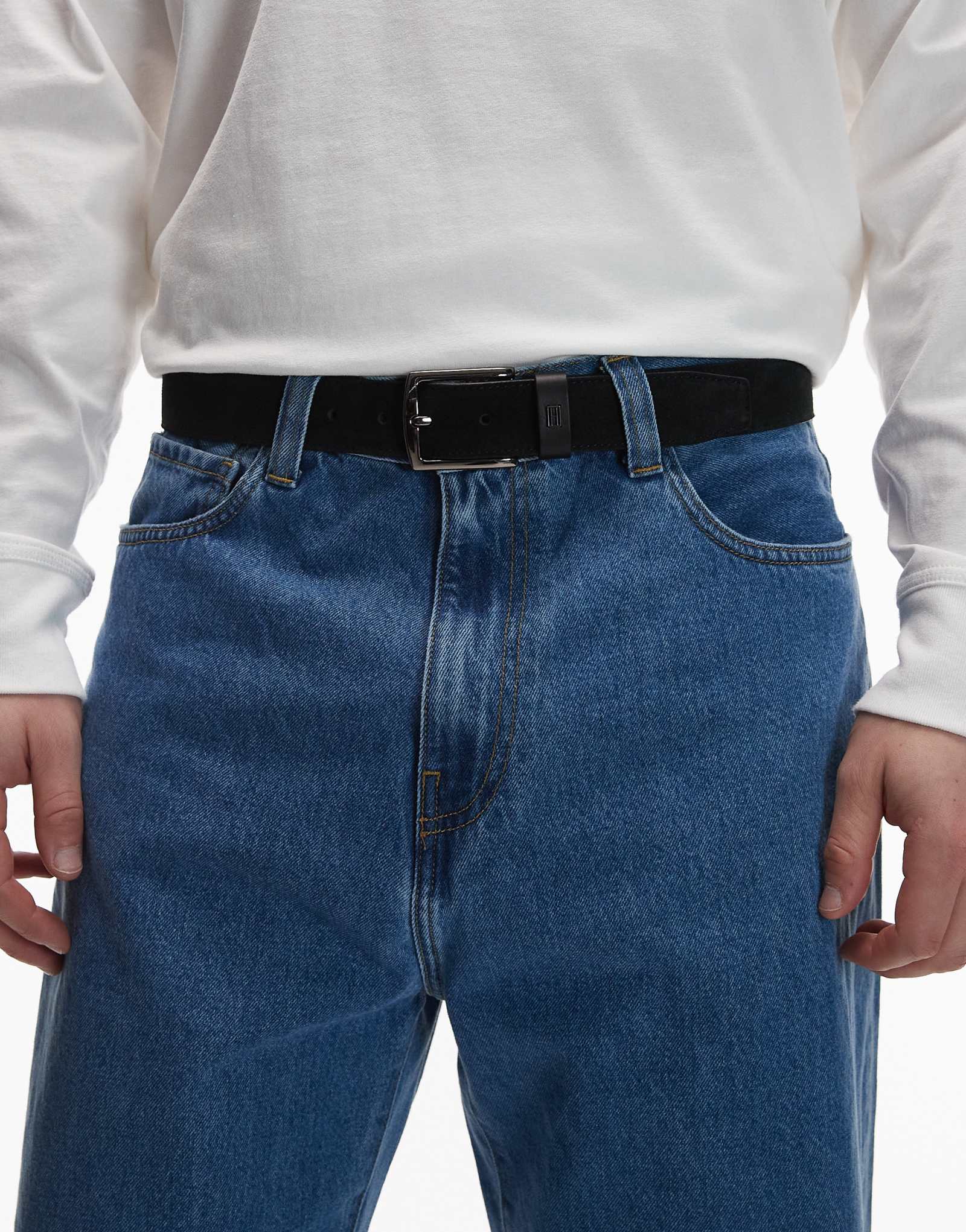 Черный замшевый ремень Tommy Hilfiger Denton длиной 3,5 см