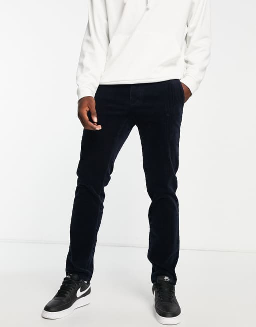 Tommy Hilfiger - Denton - Corduroy chino's met toelopende pasvorm in marineblauw