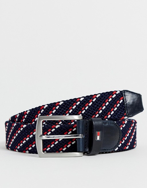 Tommy Hilfiger denton corporate stripe elastic belt in navy multi | ASOS