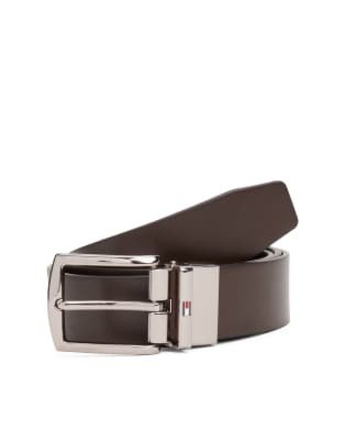 Tommy Hilfiger denton leather belt in dark brown - view 1