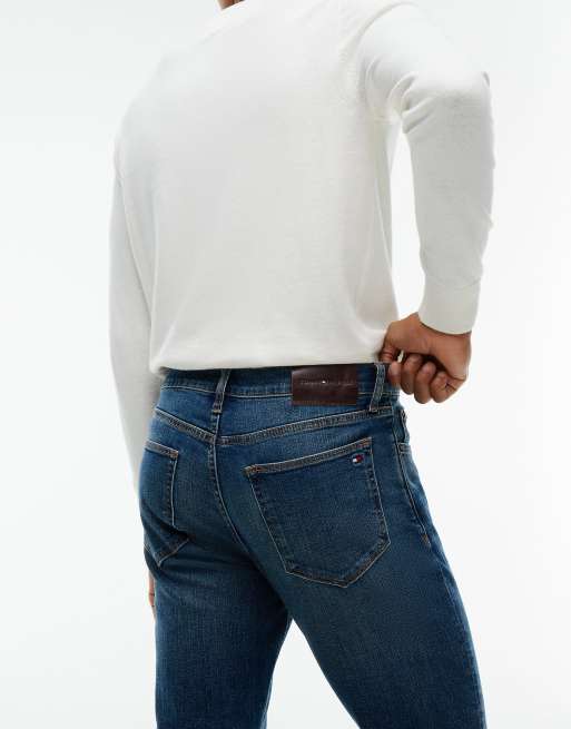 Tommy Hilfiger Denton slim straight whiskered jeans in jones blue - medium wash, 4 of 7