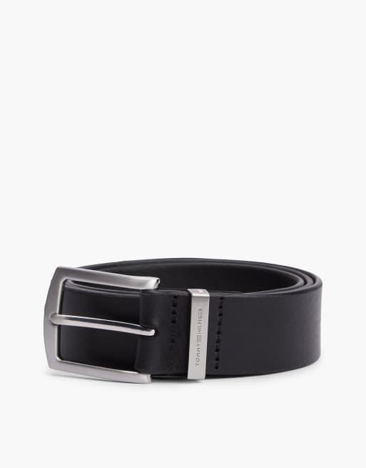 Tommy Hilfiger Denton square buckle leather belt in black, 5 of 6