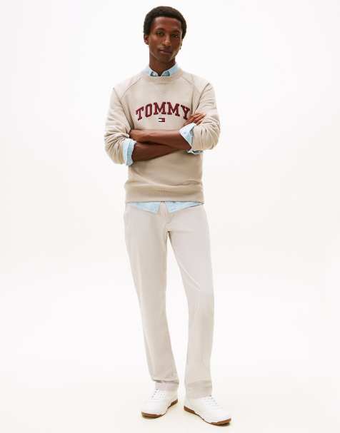 Tommy Hilfiger Denton textured print straight leg trousers in light grey - view 1