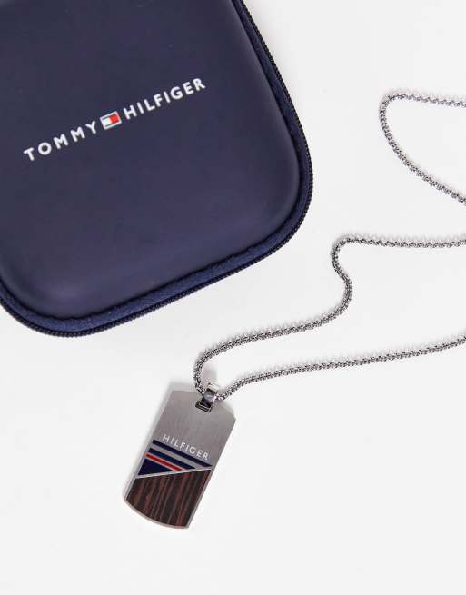 Tommy Hilfiger dog tag pendant in silver