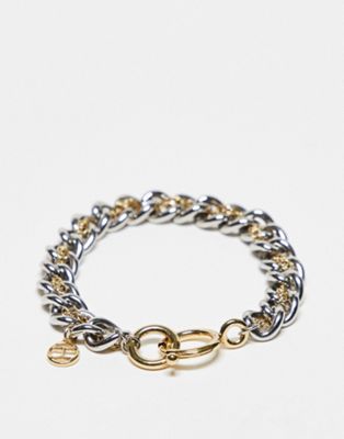 Tommy Hilfiger double link bracelet in silver and gold