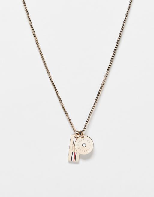 Tommy Hilfiger double tag necklace in gold ASOS