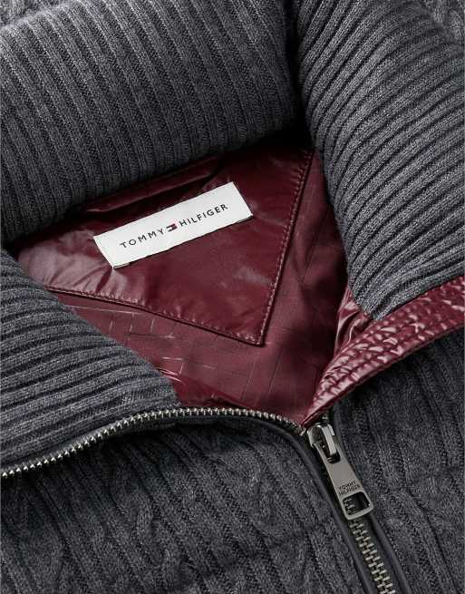 Tommy Hilfiger doudoune en maille torsadée mélange de laine gris foncé, 7 de 7